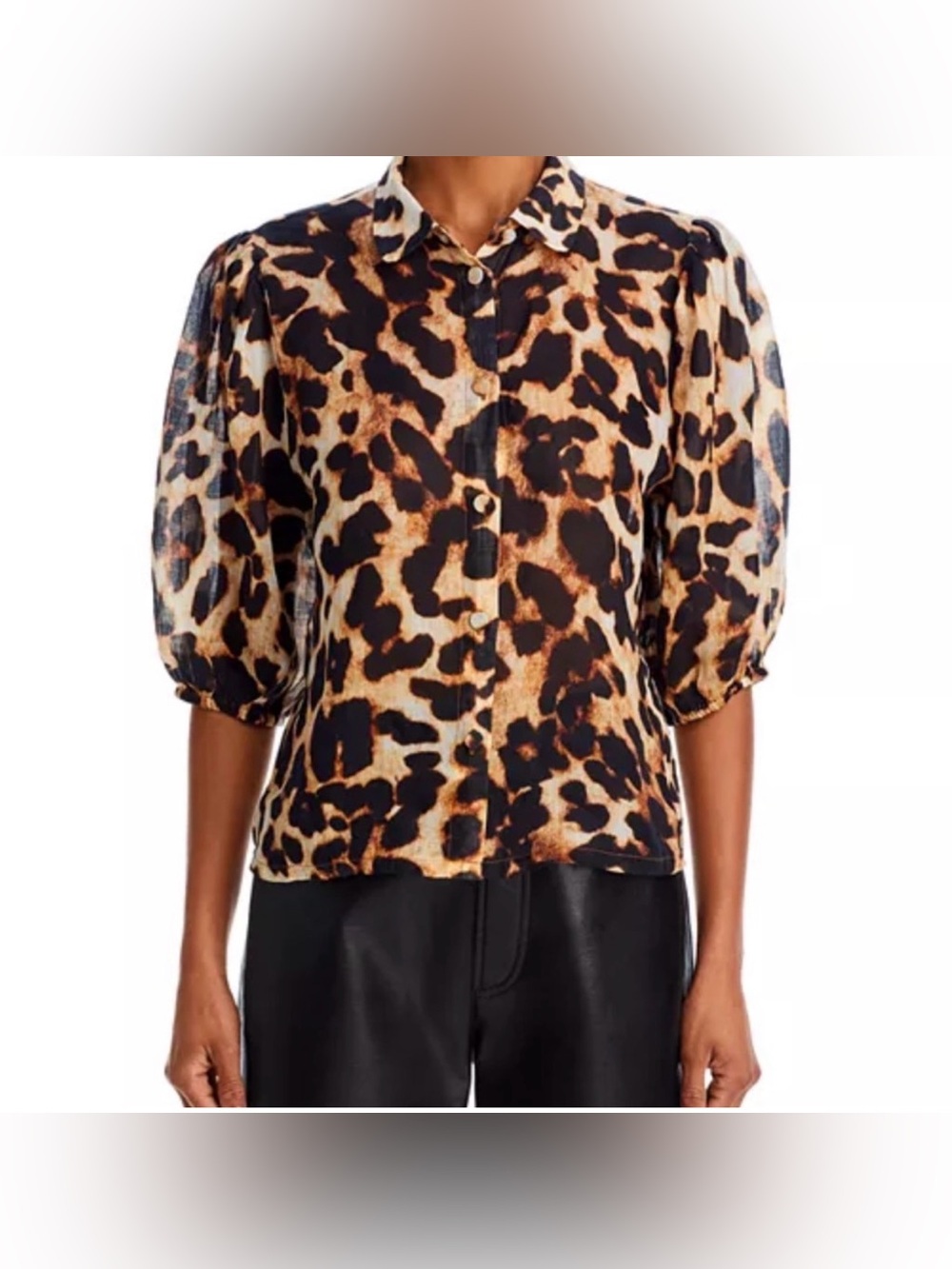 7 For All Mankind Short Sleeve Puff Blouse